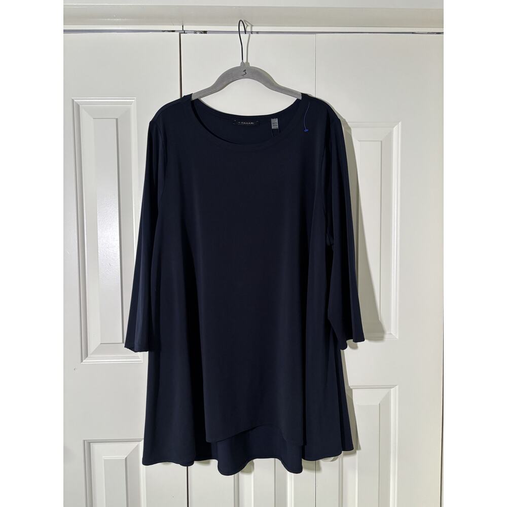 Tahari Navy Blue Women's Long Sleeve Top 2X - Picture 2 of 11
